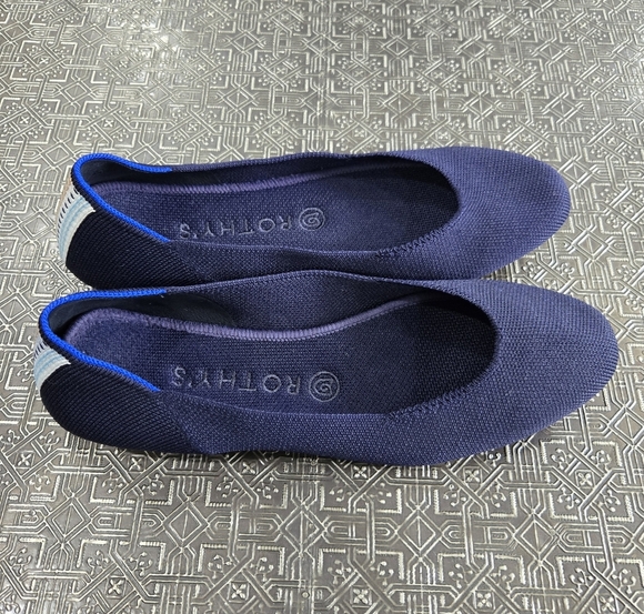 🐢 ROTHY'S The Square Toe Flats in Navy NWOT Size W8.5 - Picture 4 of 12